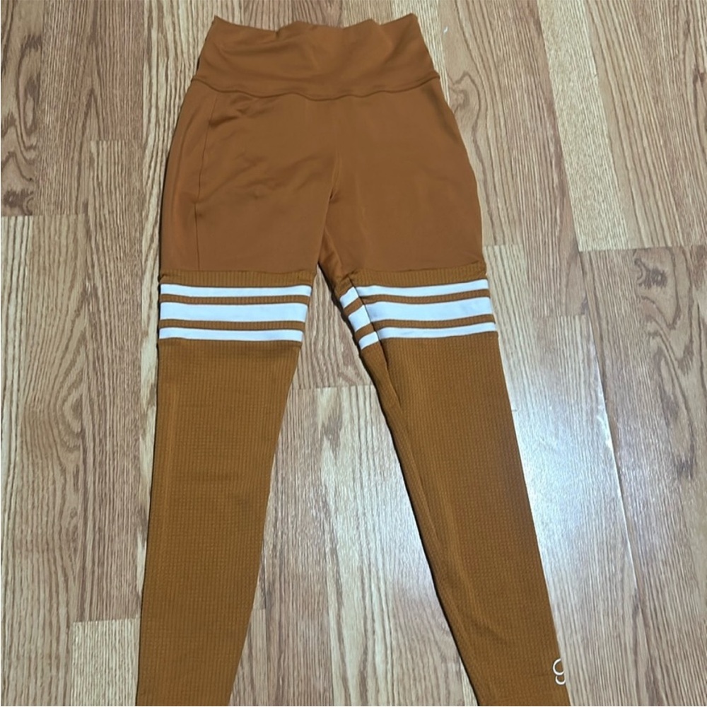 Bombshell Sportswear Burnt orange and White Striped Leggings